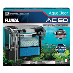 Fluval AC50 filter front view on a 20-50 gallon tank for easy setup