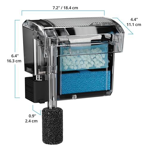 Fluval AC50 filter side view shows easy-access media and maintenance