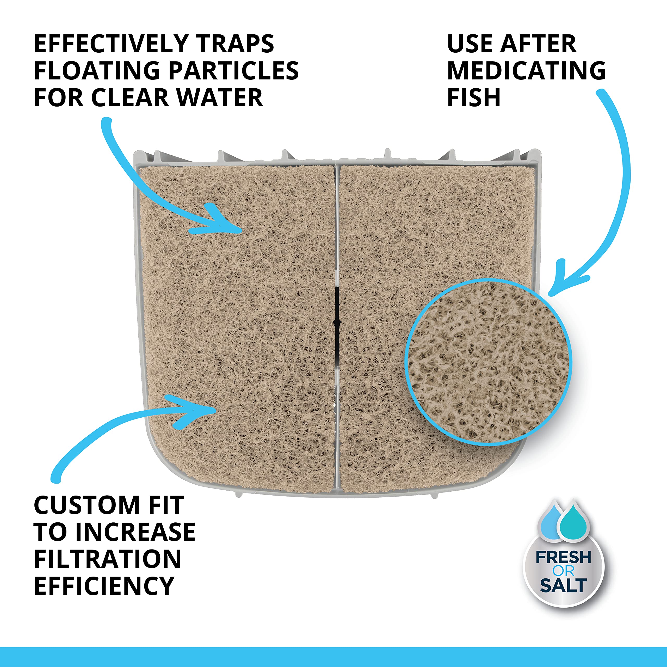 Fluval ammonia remover pad inside canister filter demonstrates easy media replacement.
