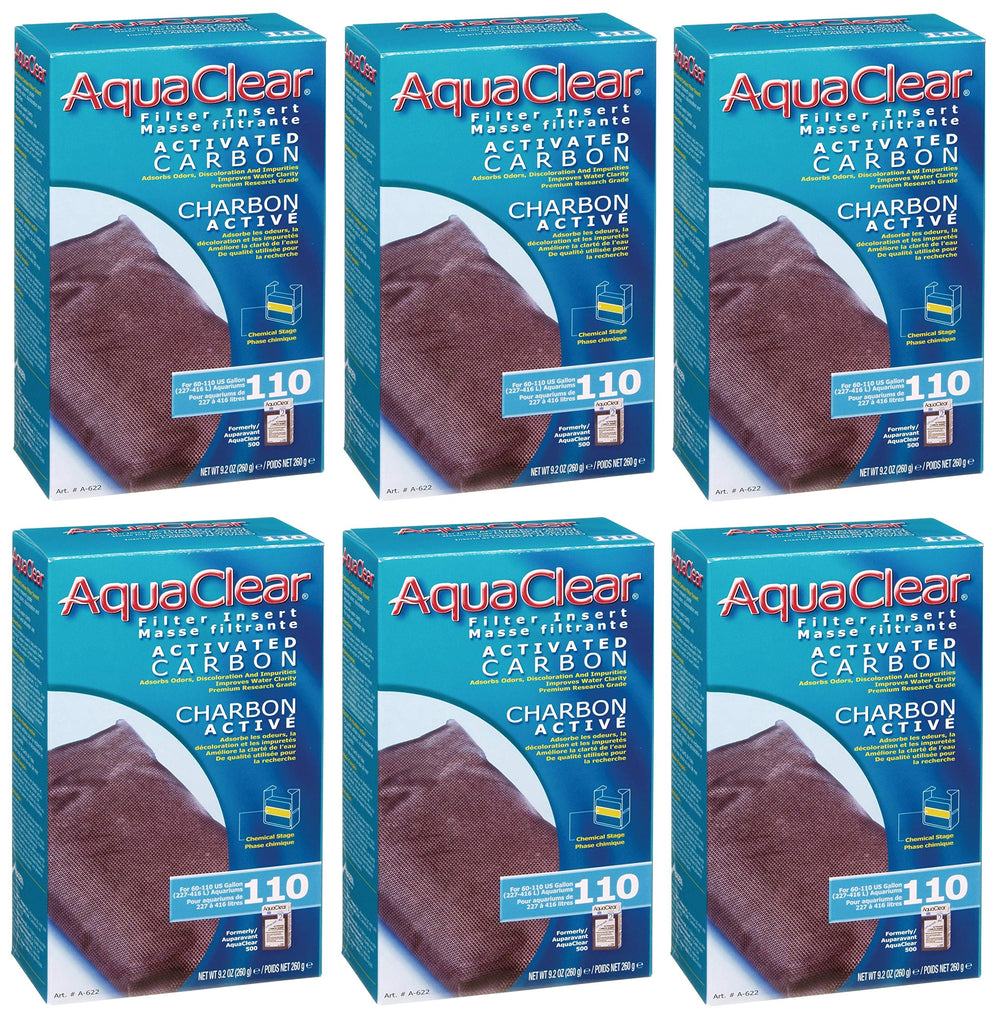 Fluval Aquaclear 110 activated carbon insert 6-pack for clear water and odor control