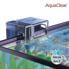 Fluval AquaClear foam filter insert demonstrates debris removal and even water distribution.