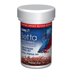 Fluval Betta Freeze Dried Bloodworms package - high-protein treat that stimulates natural feeding