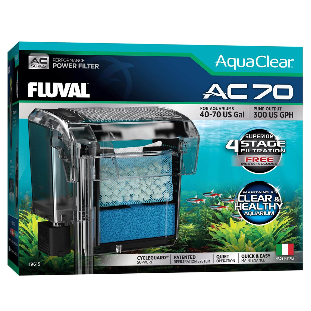 Fluval Bio-Foam AC70 replacement schedule image demonstrating regular maintenance for peak filtration.