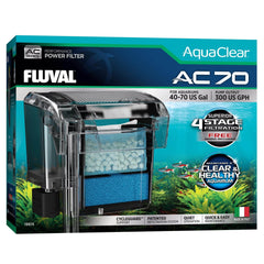 Fluval Bio-Foam AC70 replacement schedule image demonstrating regular maintenance for peak filtration.