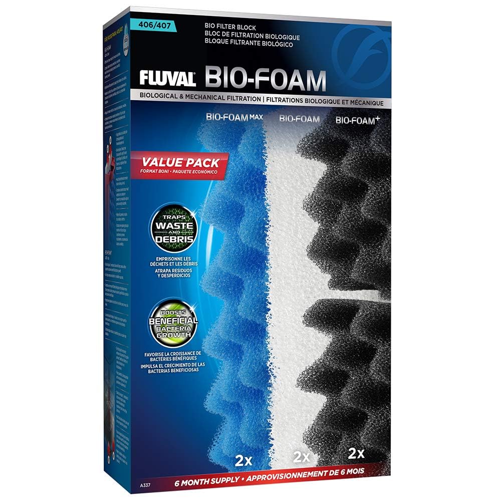 Fluval Bio Foam packaging closeup demonstrates replacement media for improved filtration.