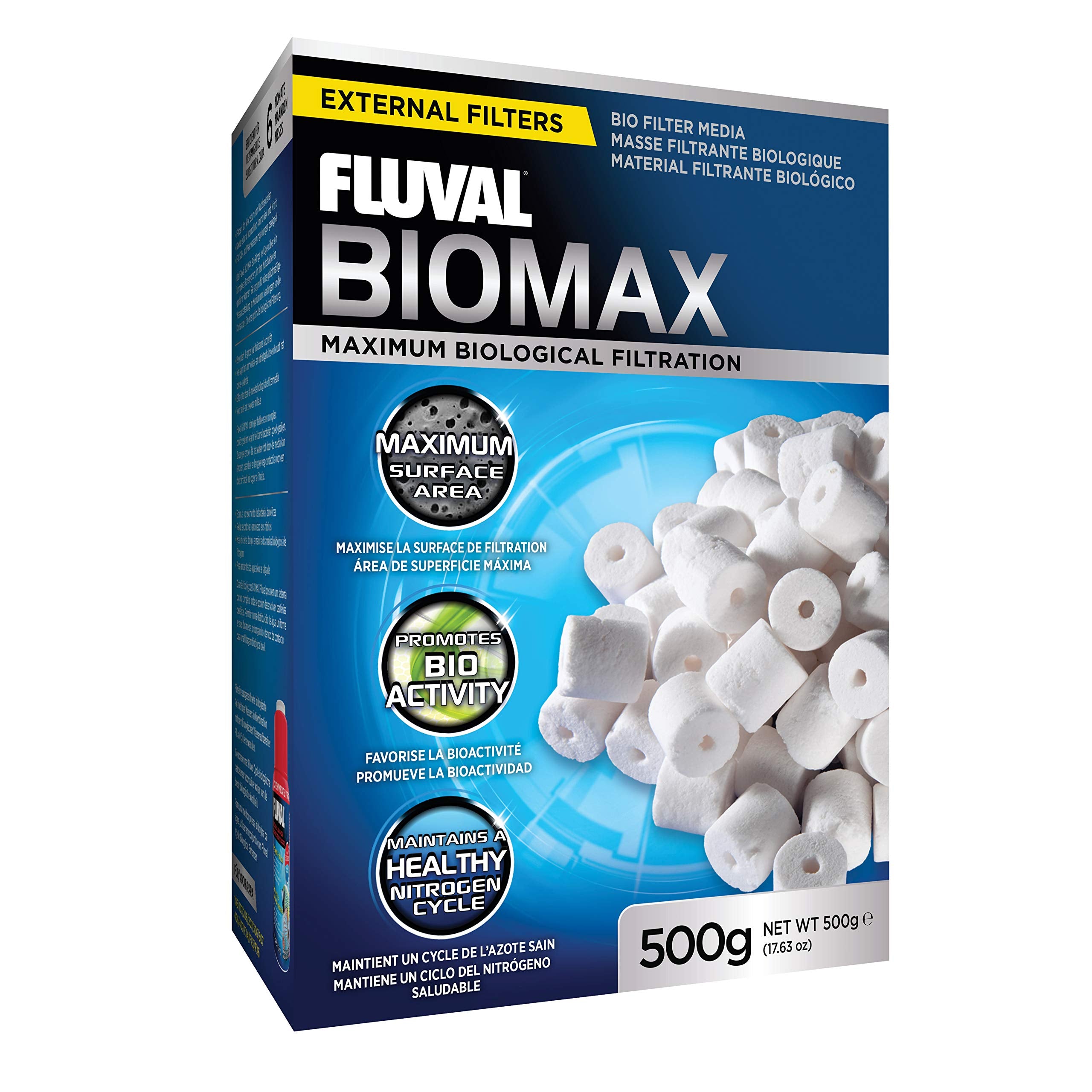 Fluval BioMax bio rings closeup showing porous structure for robust biological filtration.