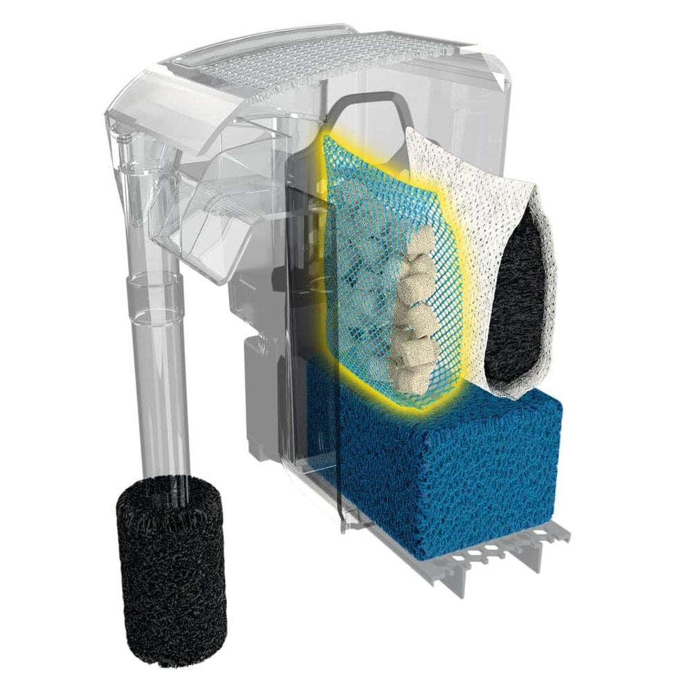 Fluval BIOMAX media improves water quality by reducing ammonia and nitrite.