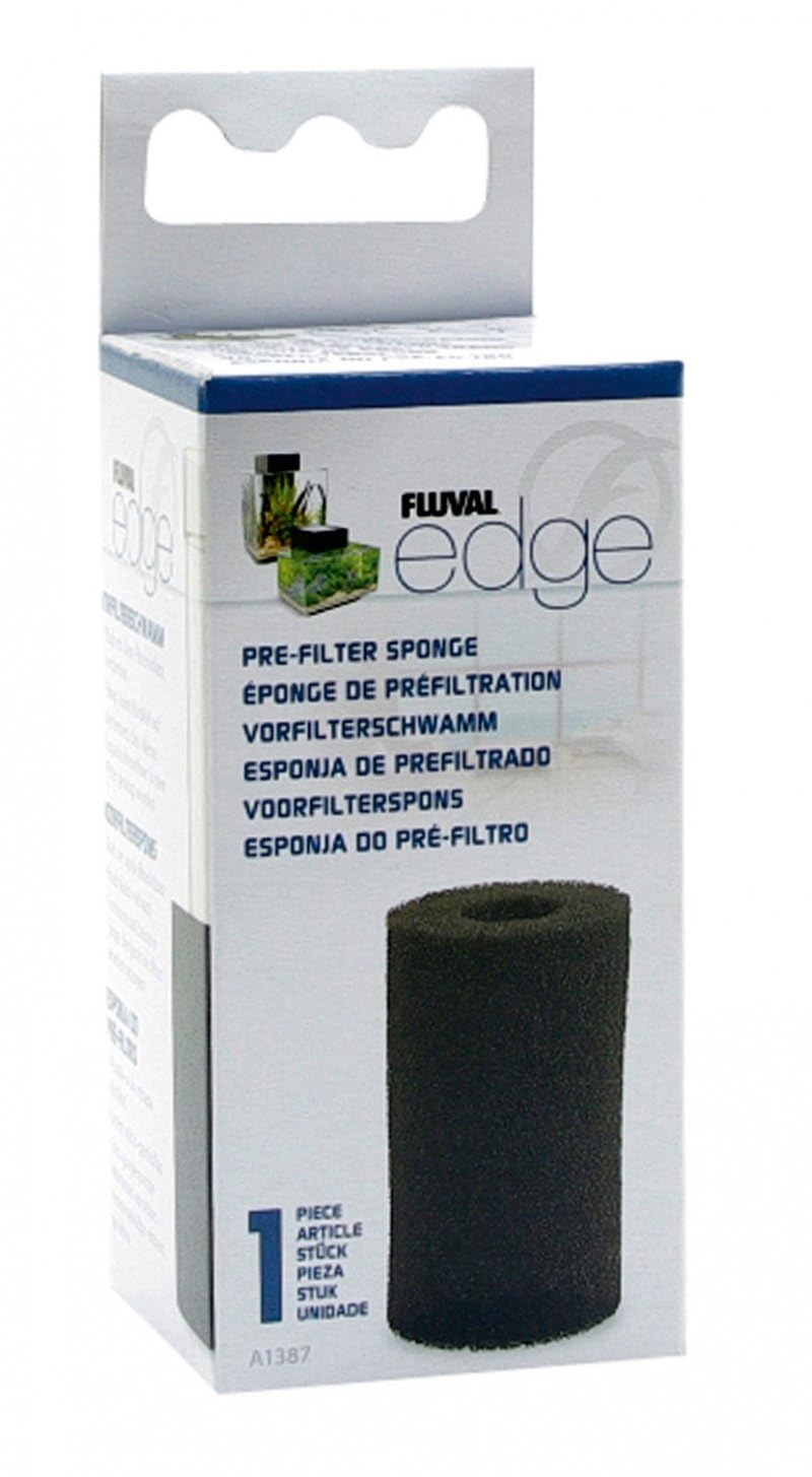 Fluval Edge pre-filter sponge installed on intake shields small fish and traps fine debris