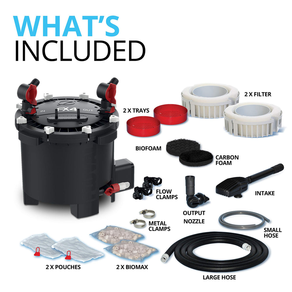 Fluval FX4 bypass-elimination design reduces water bypass for clearer water.