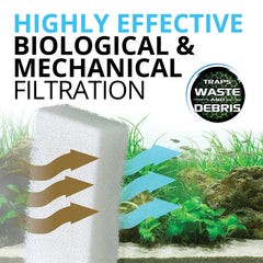 Fluval FX5 foam block close-up reveals uniform pore structure for steady flow.