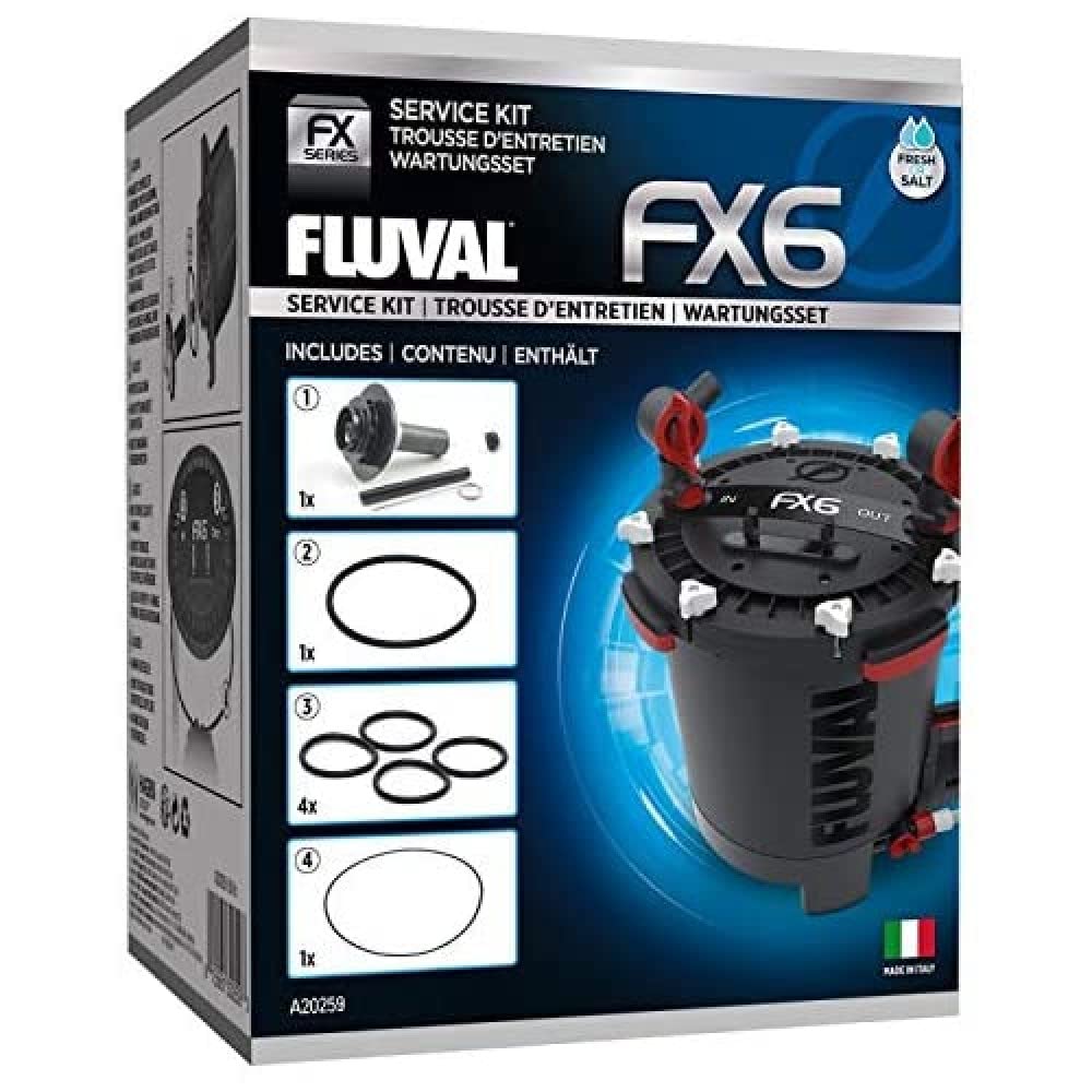 Fluval FX6 service kit packshot highlighting replacement parts for easy maintenance