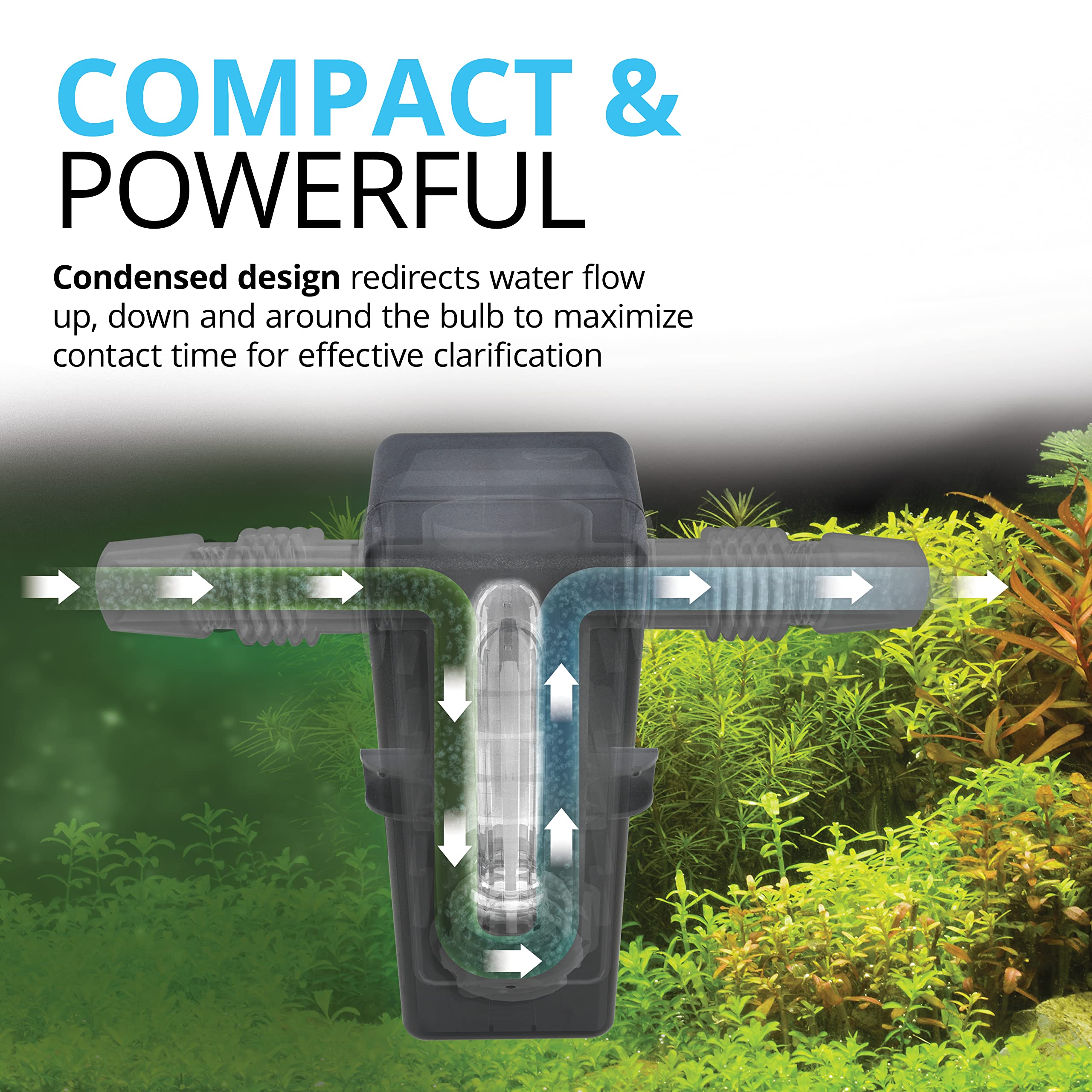 Fluval In-Line UVC Clarifier aquarium water clarity demonstrating reduced cloudiness.