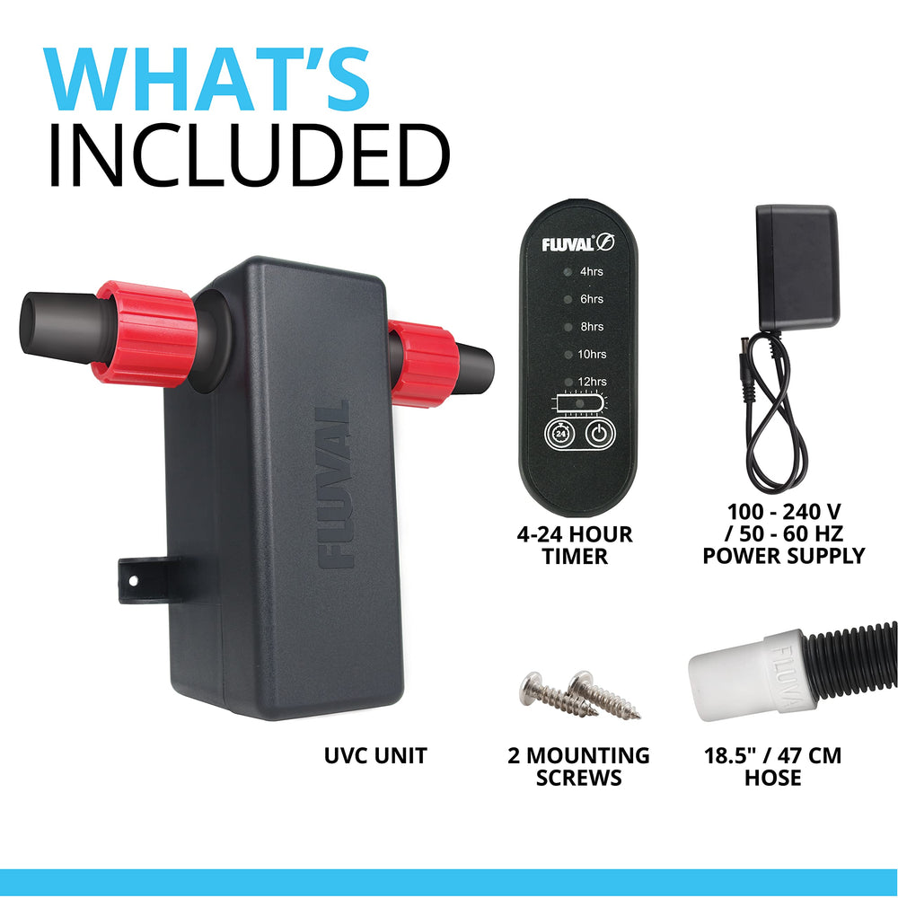 Fluval In-Line UVC Clarifier compact design fits tight aquariums.