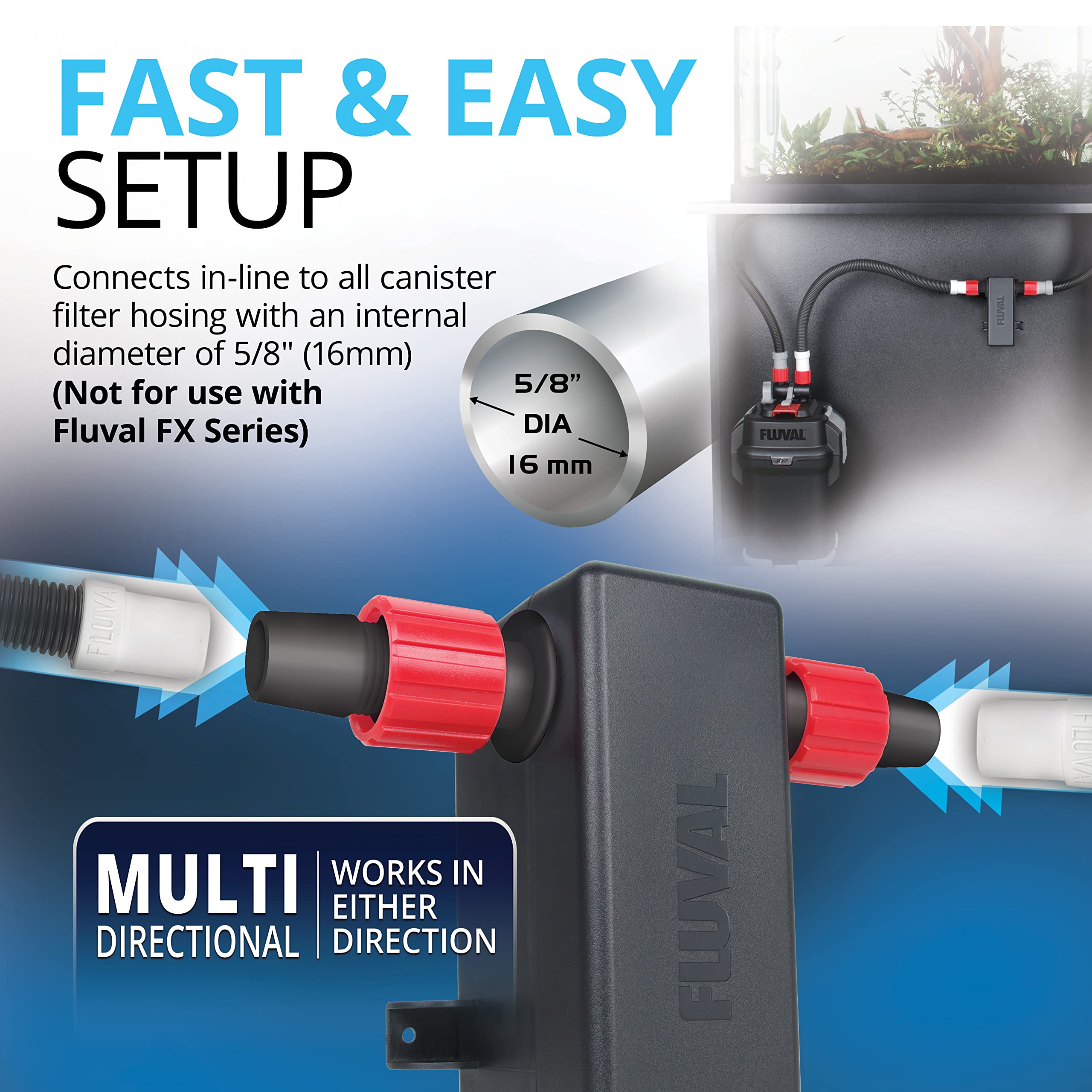 Fluval In-Line UVC Clarifier quiet operation image suggesting low-noise filtration.