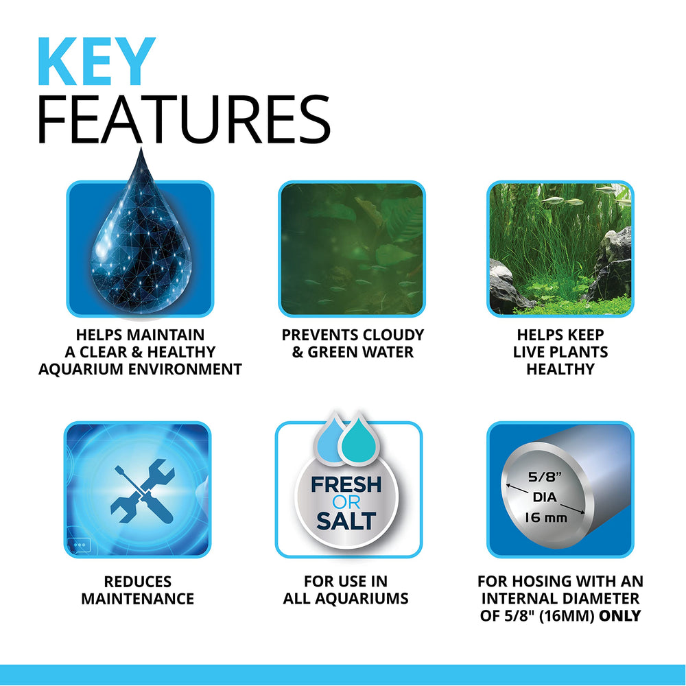 Fluval In-Line UVC Clarifier UV-C tube detail highlights purification potential.