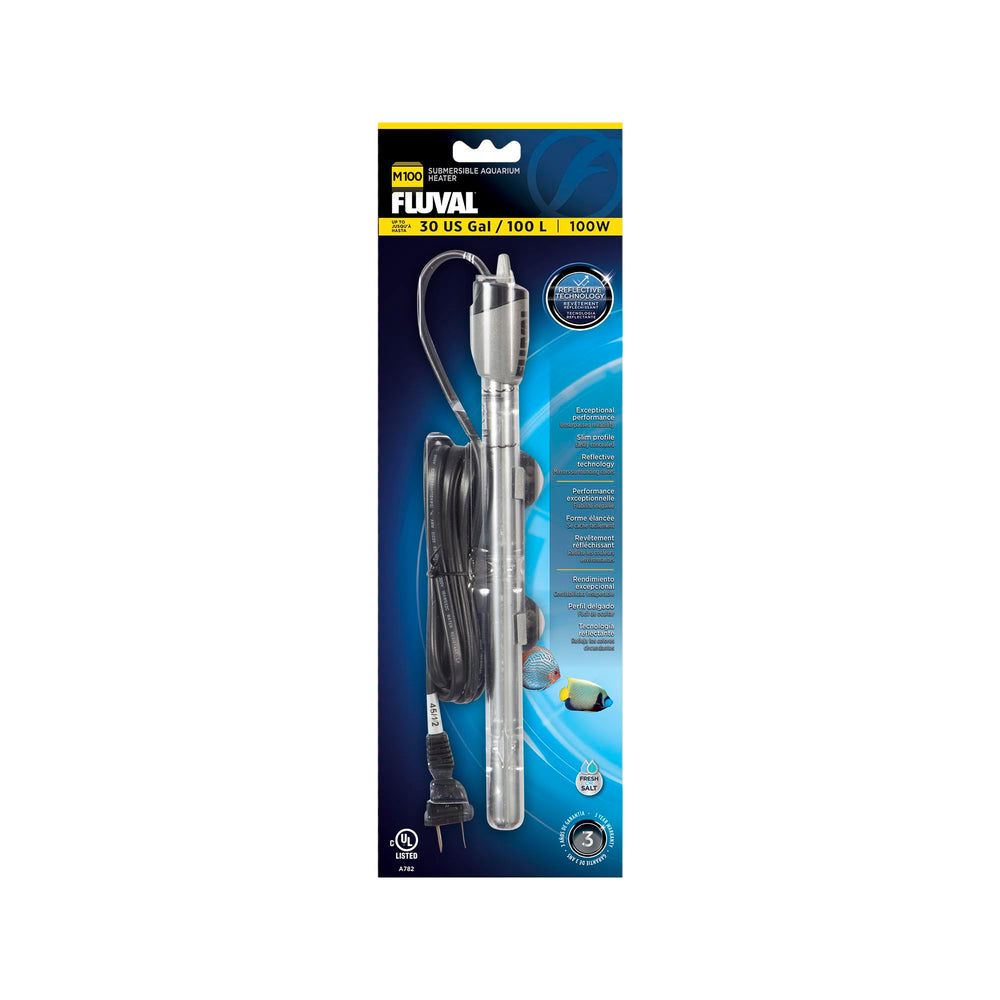 Fluval M 100W heater compact design saves space in your tank.