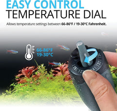 Fluval M 100W submersible heater mounts discreetly for a tidy aquarium.