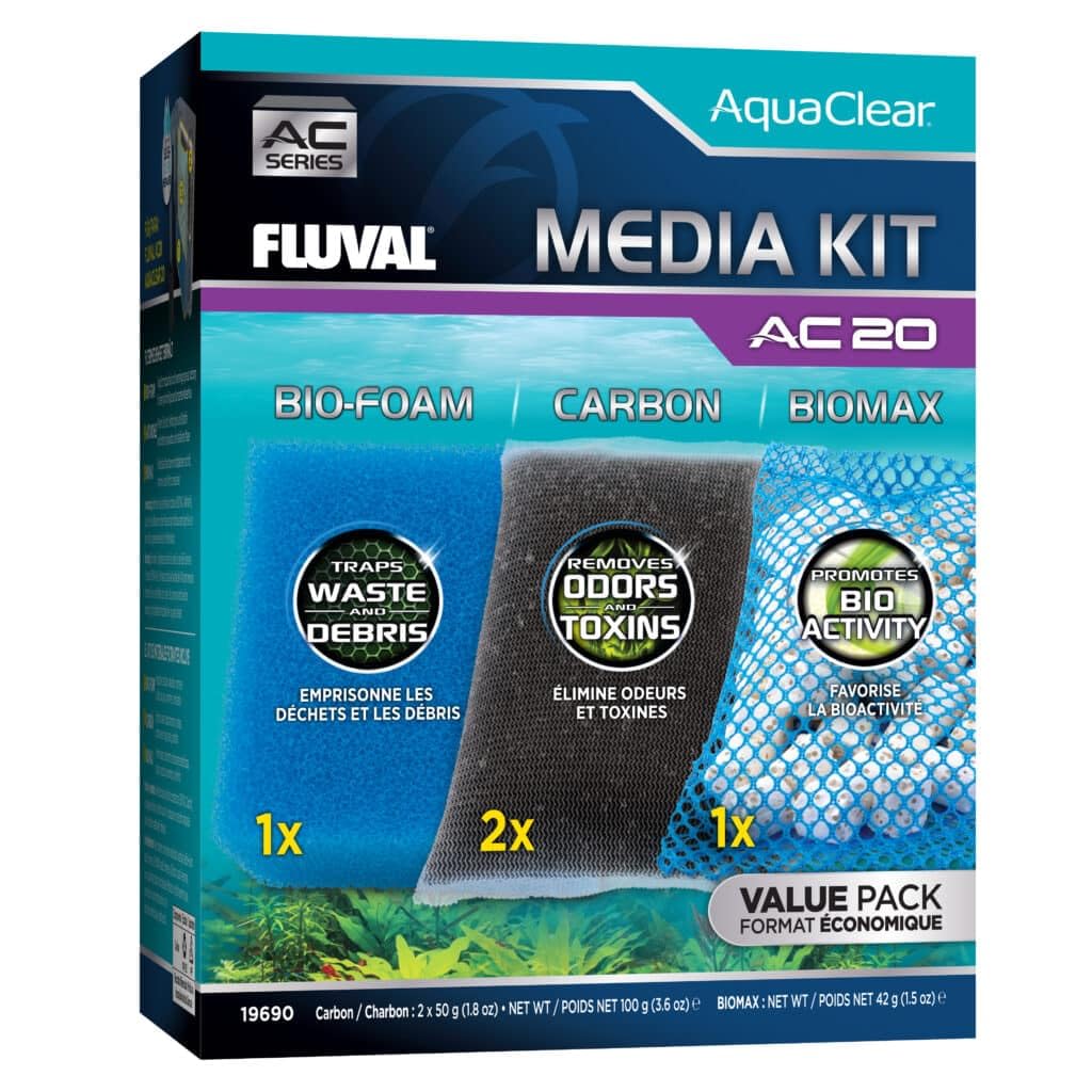 Fluval media maintenance kit overall view showing three media for clean water