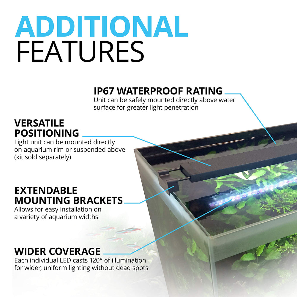 Fluval Plant 3.0 LED extendable brackets enable easy installation on different widths.