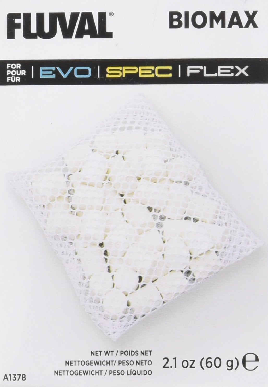 Fluval SPEC Biomax 3-pack 2.1 oz shows dense filtration media for healthier aquarium water.