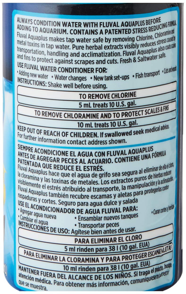 Fluval Water Conditioner supports stress relief during water changes for fish