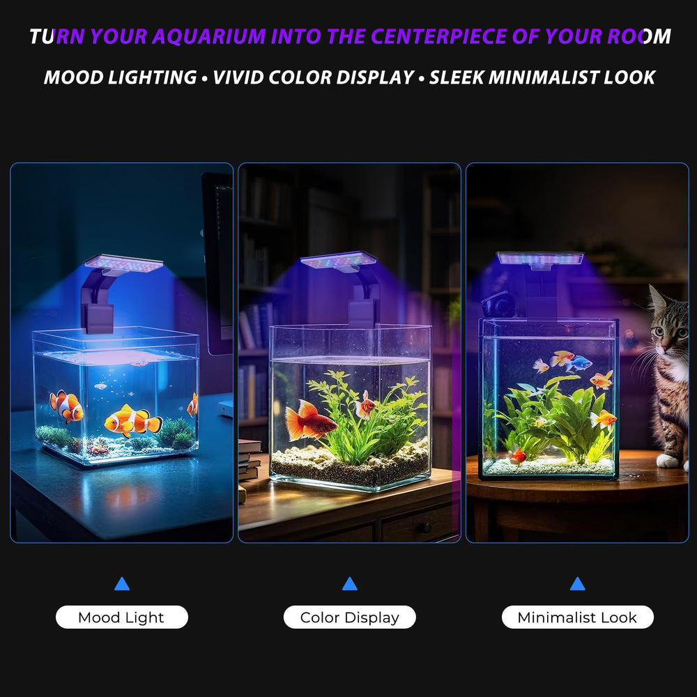 FluviRay USB-powered clip-on light designed for safe indoor use in small tanks.