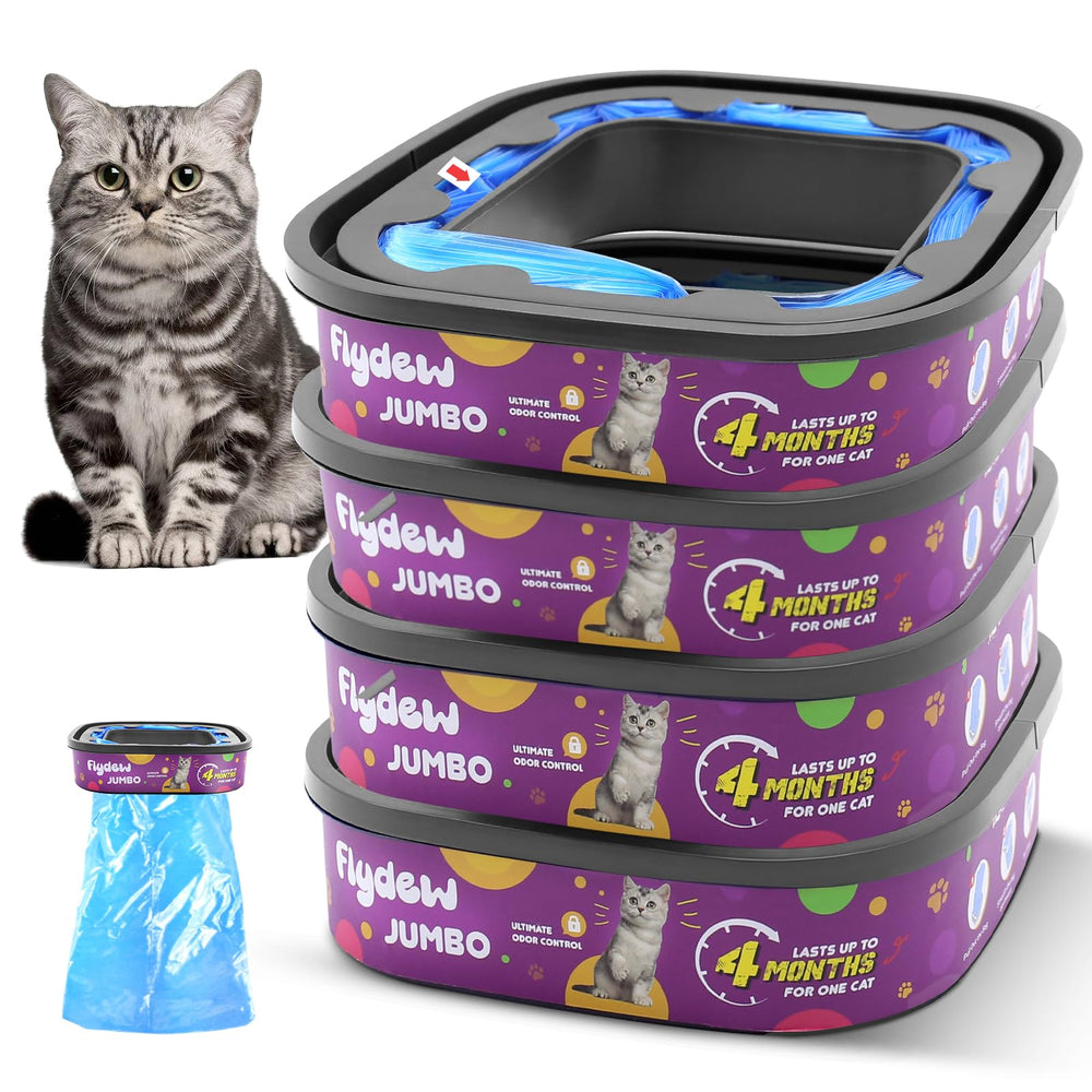 Flydew Cat Genie refill packaging highlights durability and long-lasting value