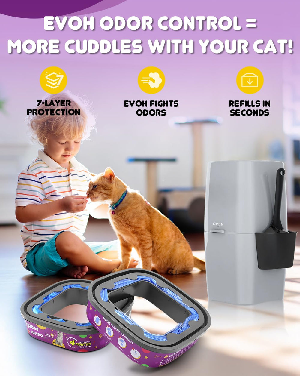 Flydew easy-install cat genie refill makes setup quick and clean.