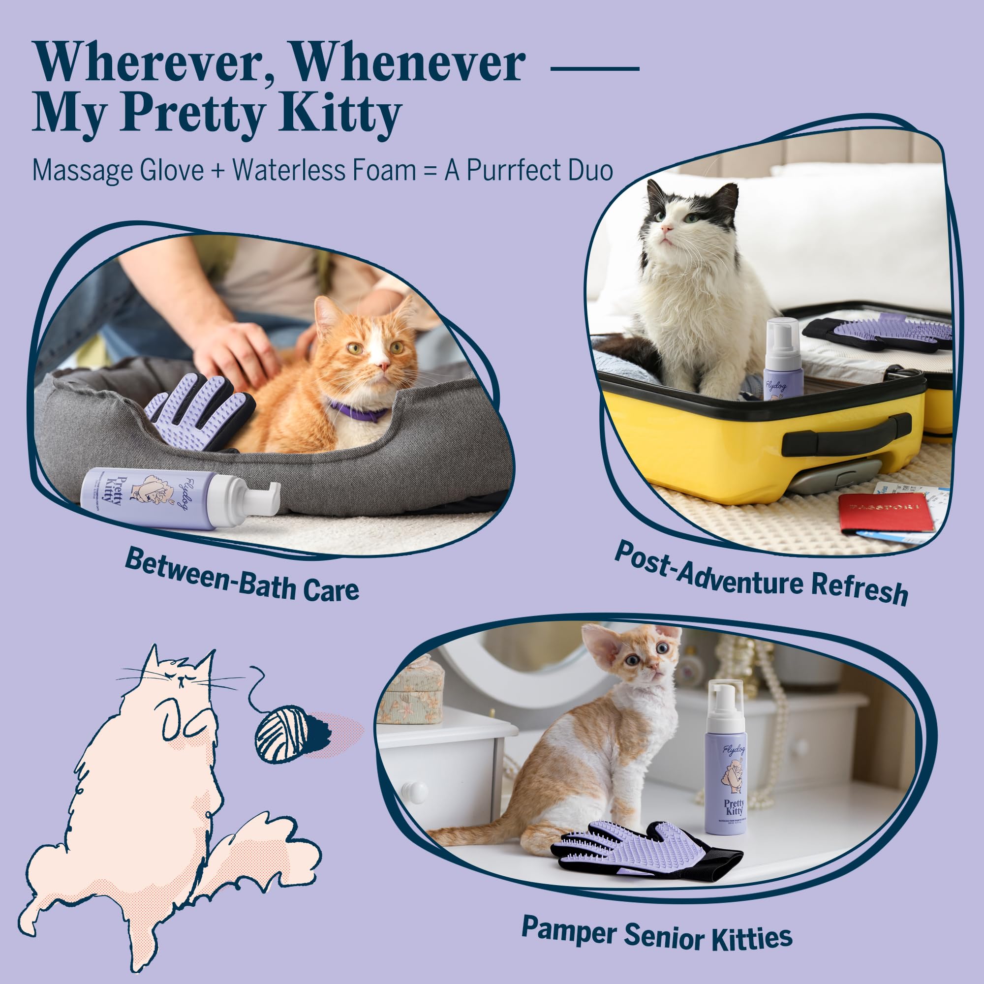 Flydog Pretty Kitty kitten-friendly grooming makes bath-time calmer for young cats.
