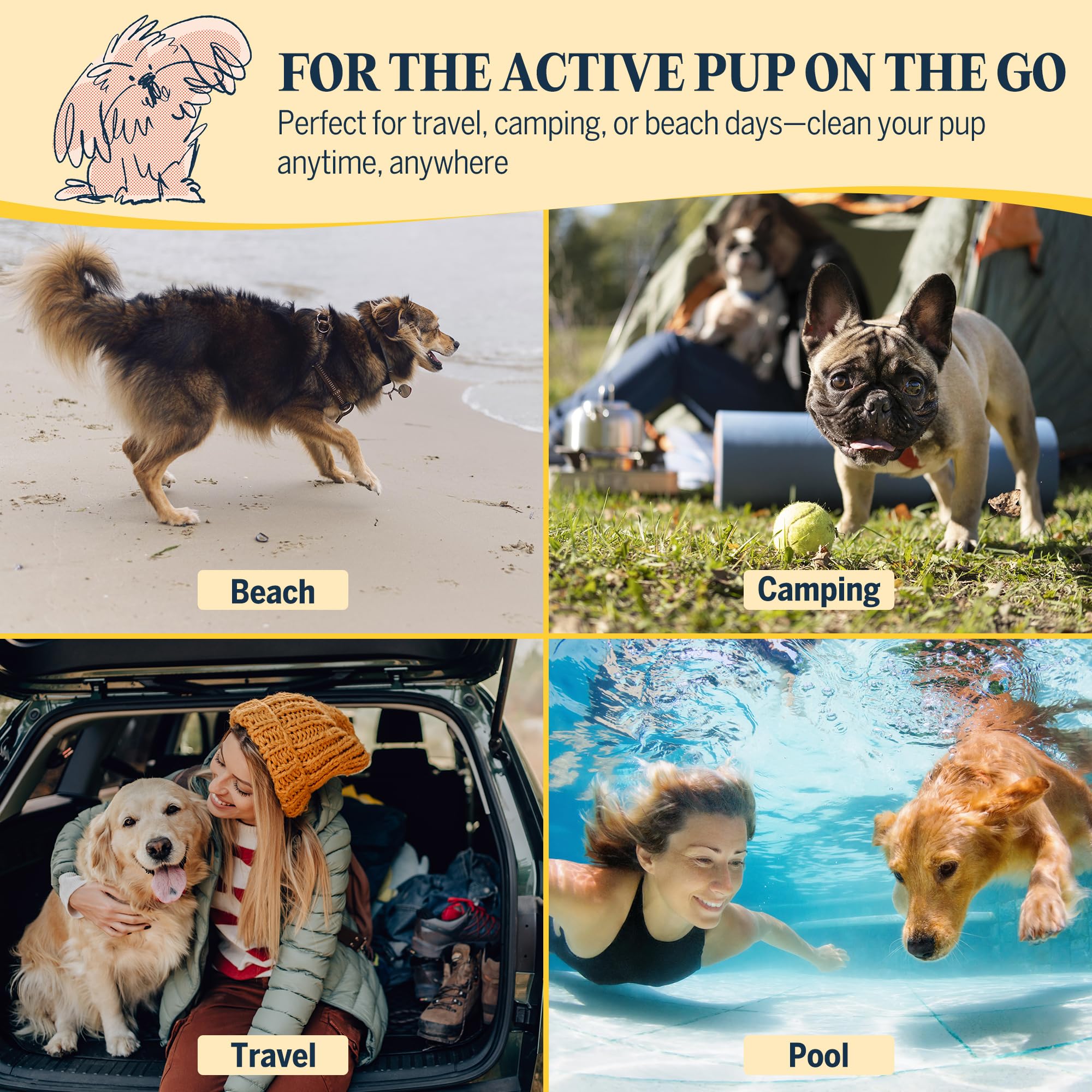 Flydog travel grooming on-the-go kit for mess-free baths
