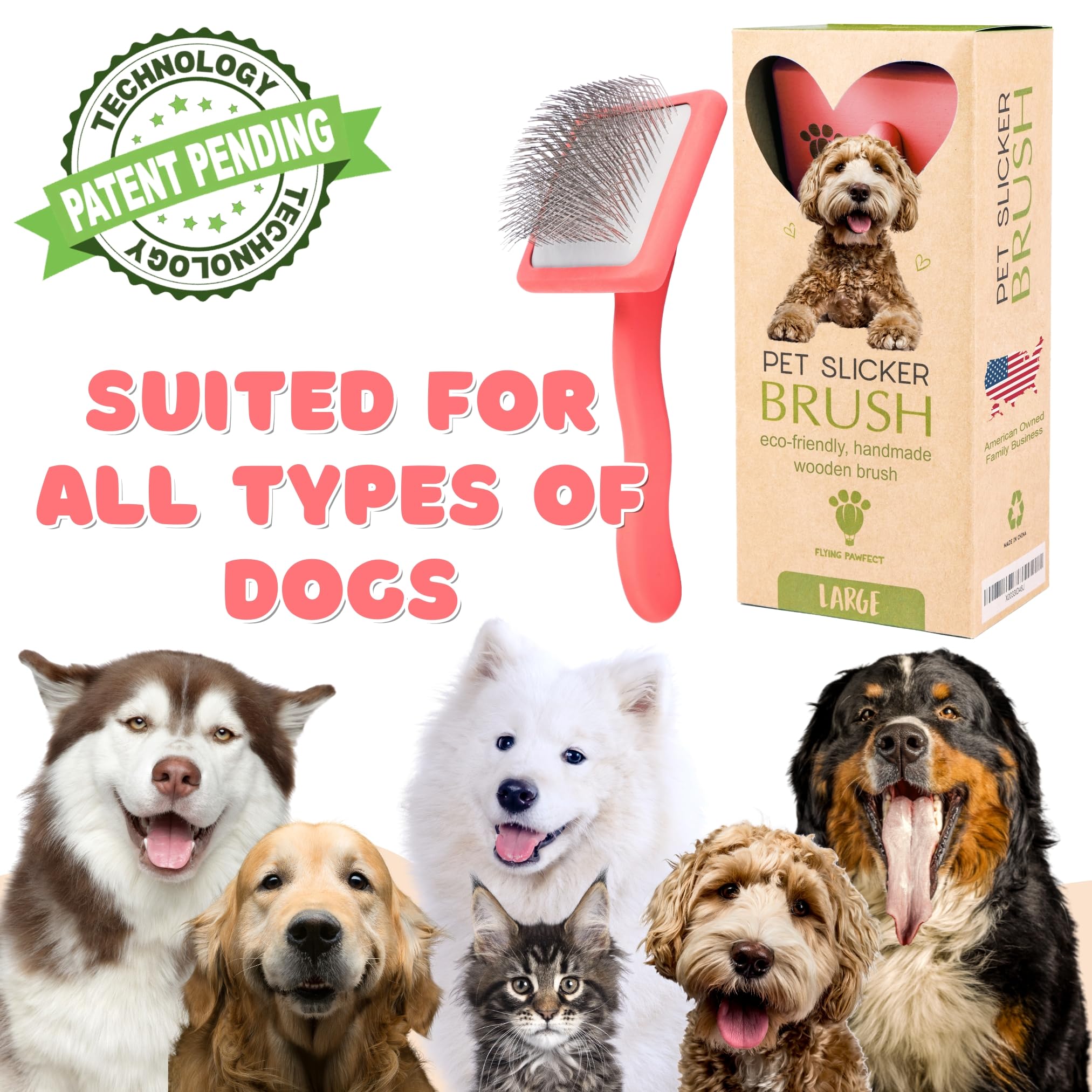 Flying Pawfect dematting tool thick-coat mats relief without tugging coral