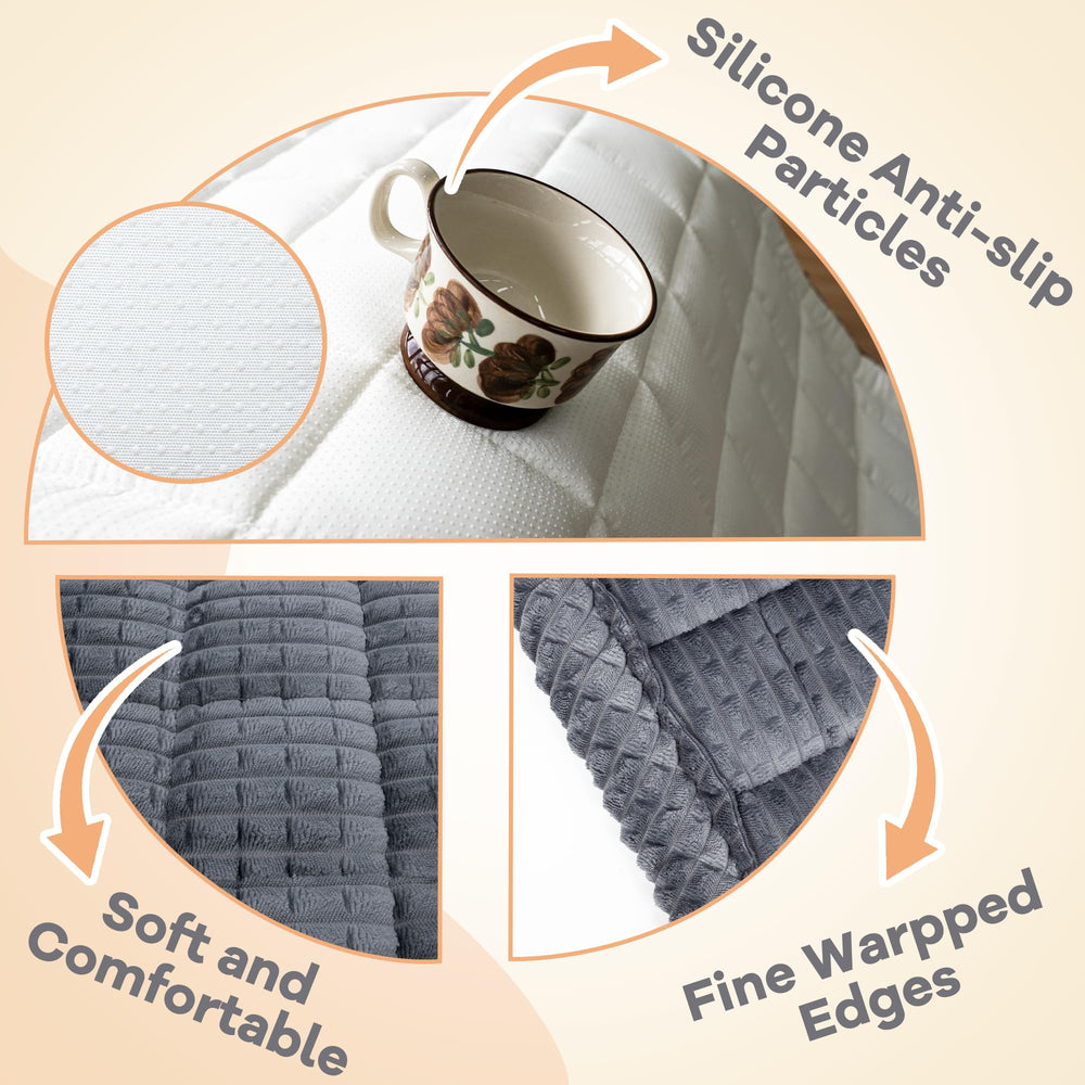 Flying Paws grey couch cover anti slip backing for stable seating.