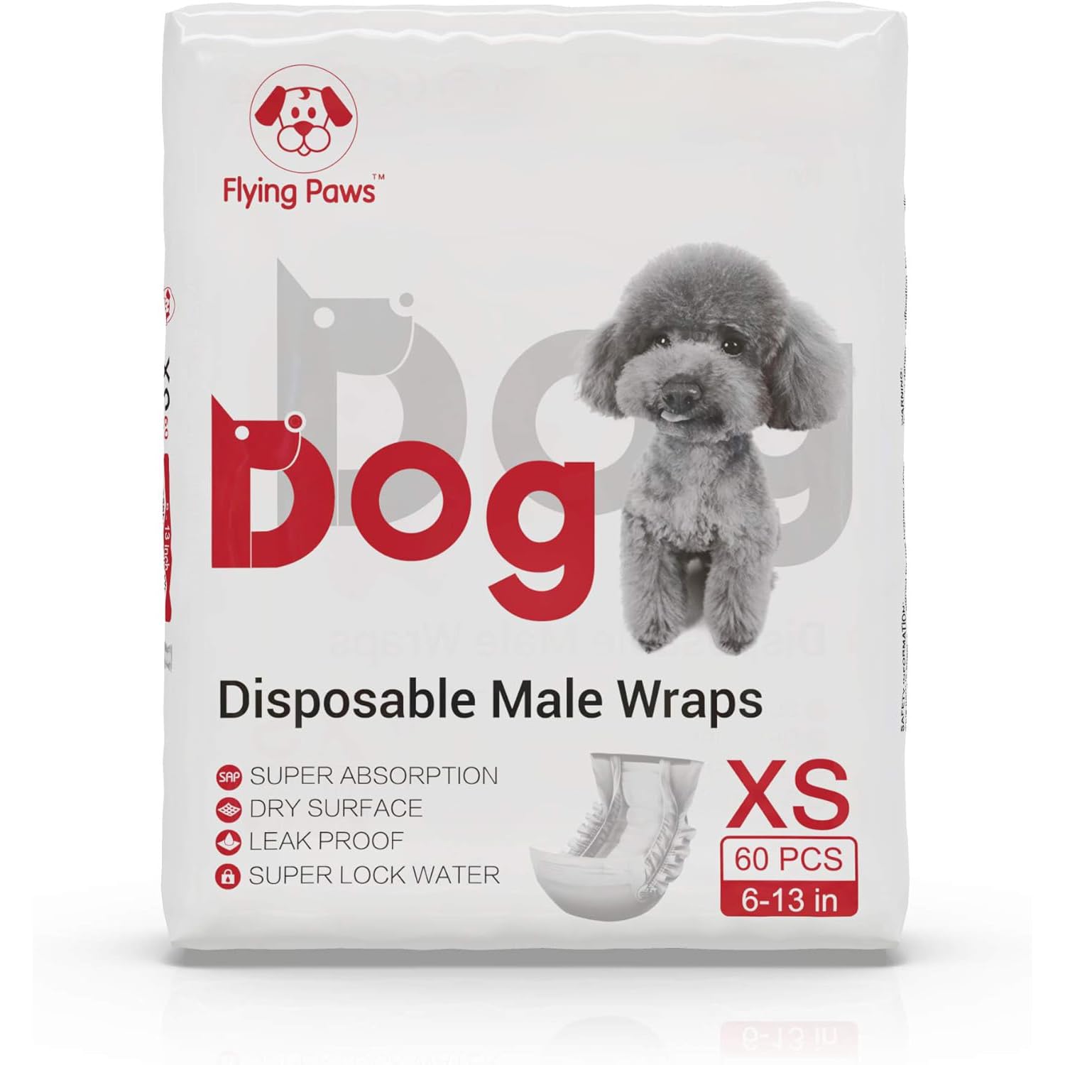 Flying Paws secure-fit belly band demonstrates snug wrap for excitable urination control.