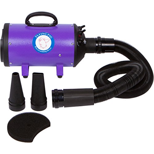 Flying Pig Grooming dryer with different nozzles demonstrates adaptable airflow for coats.