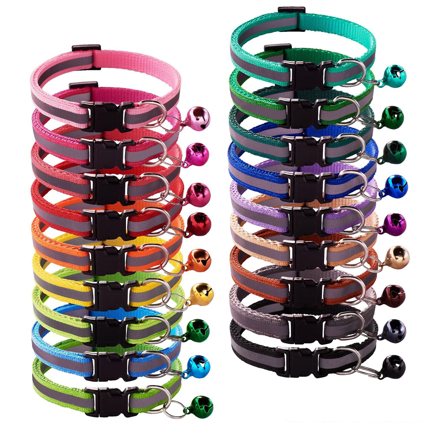 Flymind 18Pcs reflective puppy collars in bright colors for easy nighttime visibility