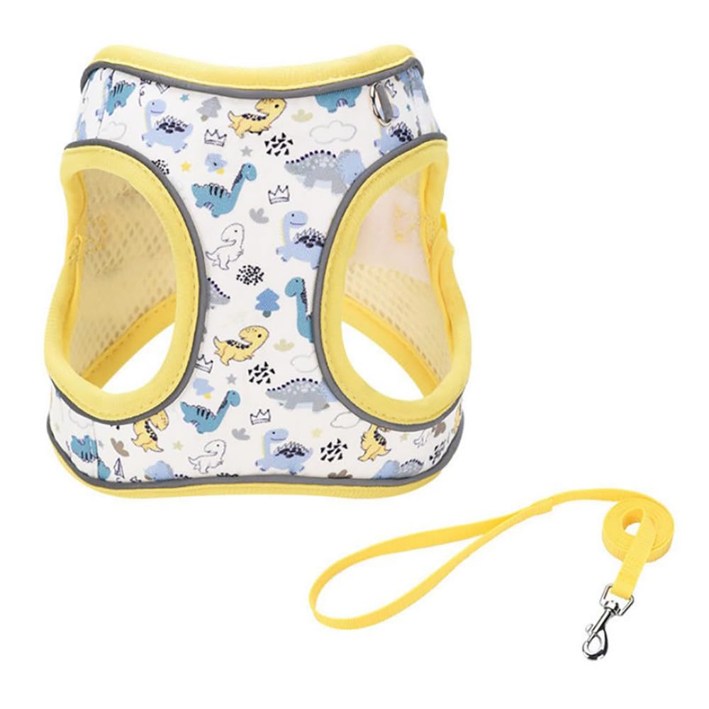 Flymind step-in harness flower pattern close-up showing comfortable fit for daily walks.