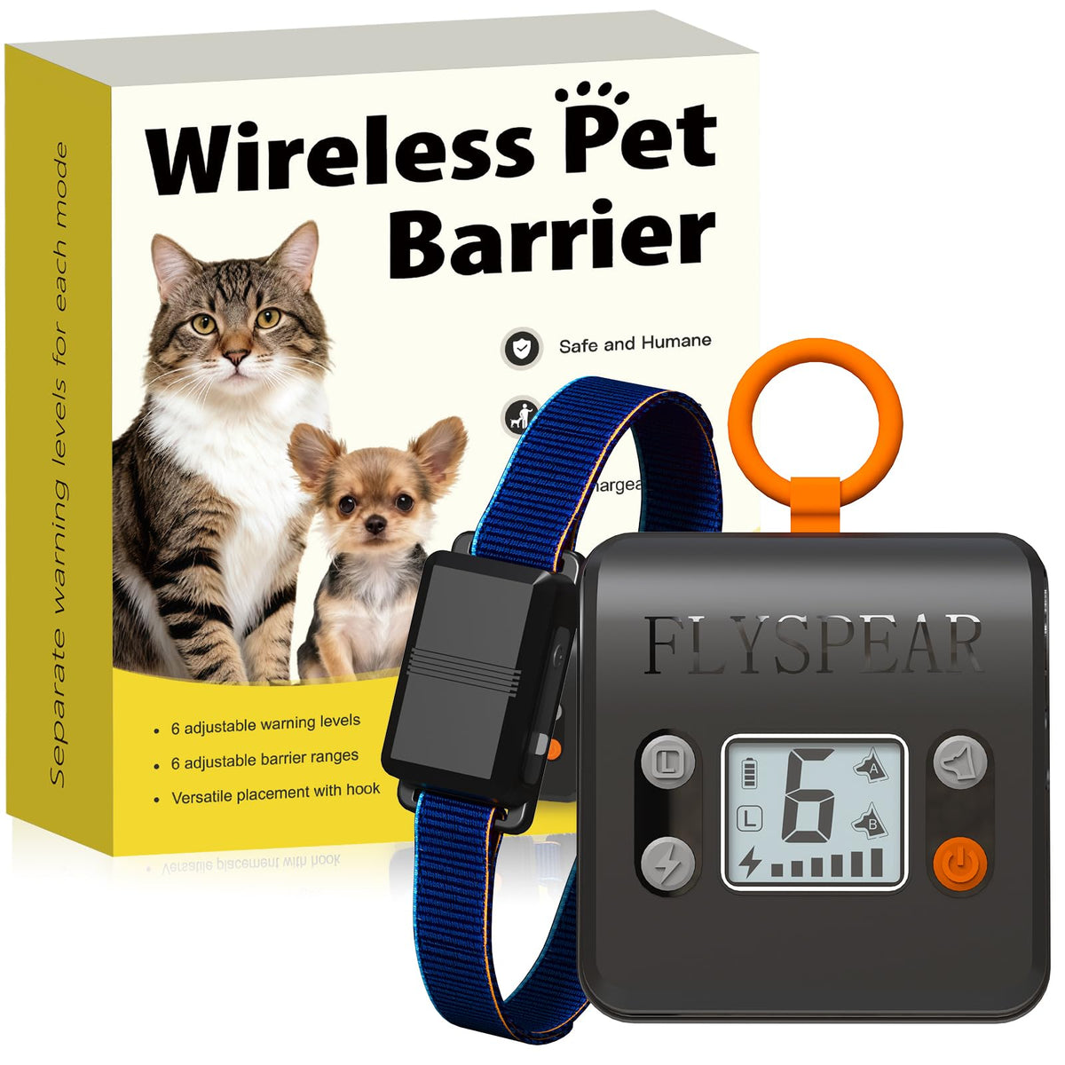 FLYSPEAR barrier transmitter dock enables quick reconfiguration of indoor boundaries.