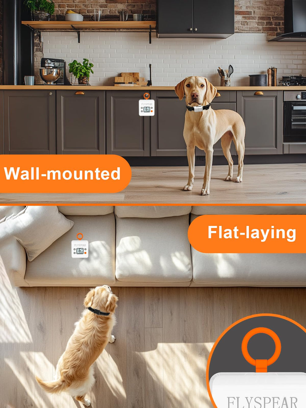 FLYSPEAR hang-or-flat mount option for versatile home placement