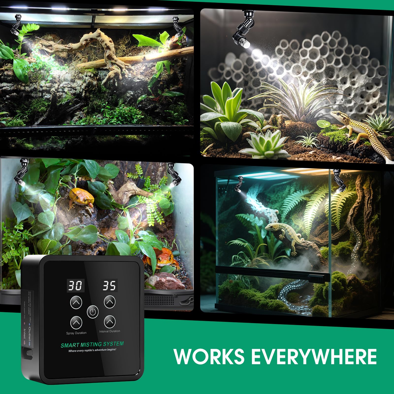 FMATOZ Reptile Mister provides adjustable humidity for different enclosure sizes.