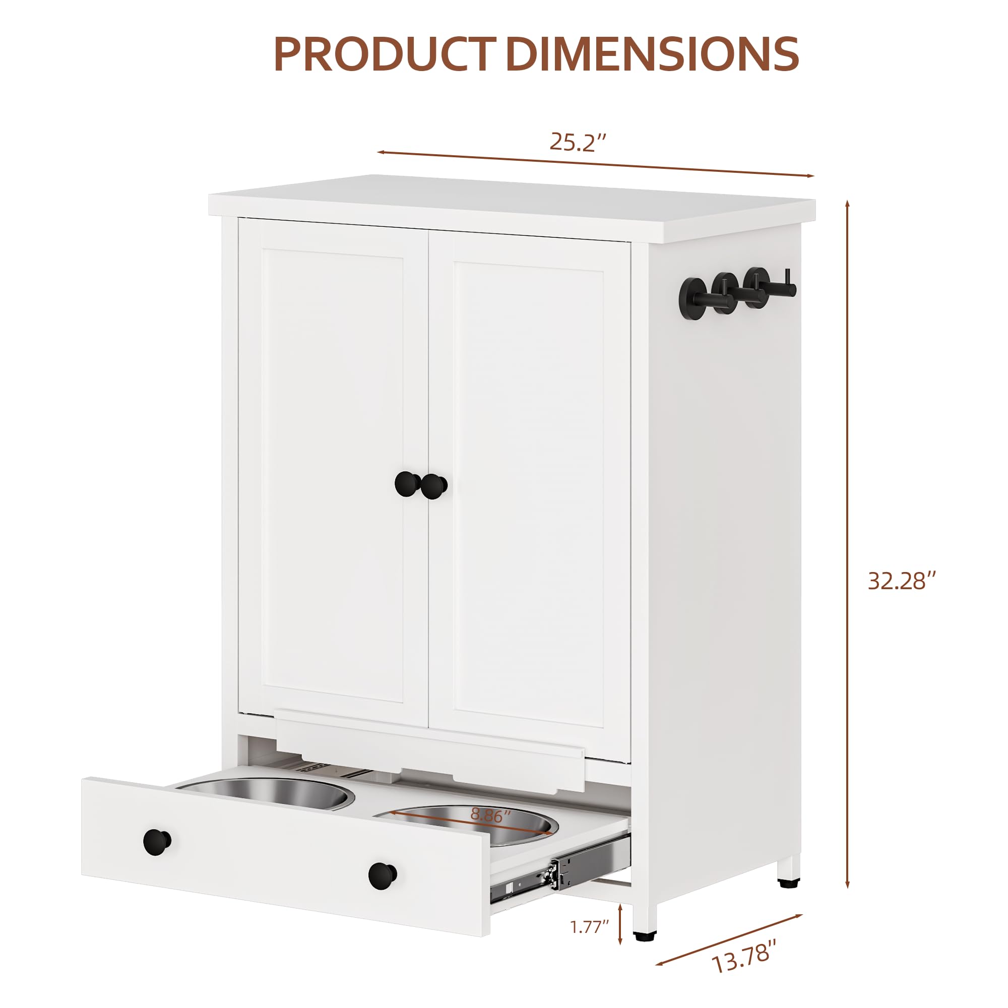 Fmlud elevated bowls promote comfortable feeding height and cleaner feeding area.
