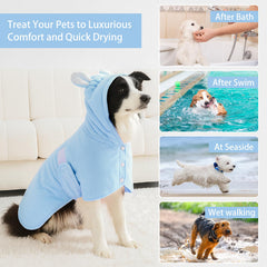 Fnaobai pet bathrobe hooded design ears adds cute practicality after baths.