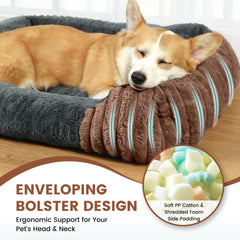 Fnsyay large dog bed faux rabbit fur detail for a soft luxe feel