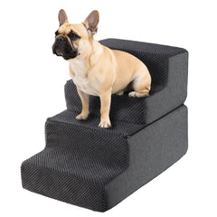 Foamalusion dog stairs top view shows four-step non-slip design for safe bed access.