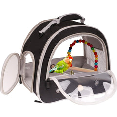 FOCZZU portable parrot travel cage with side window for easy environment viewing during travel