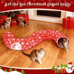 FODAHRWS cat-tunnel-hanging-pom-poms illustrates interactive play features.