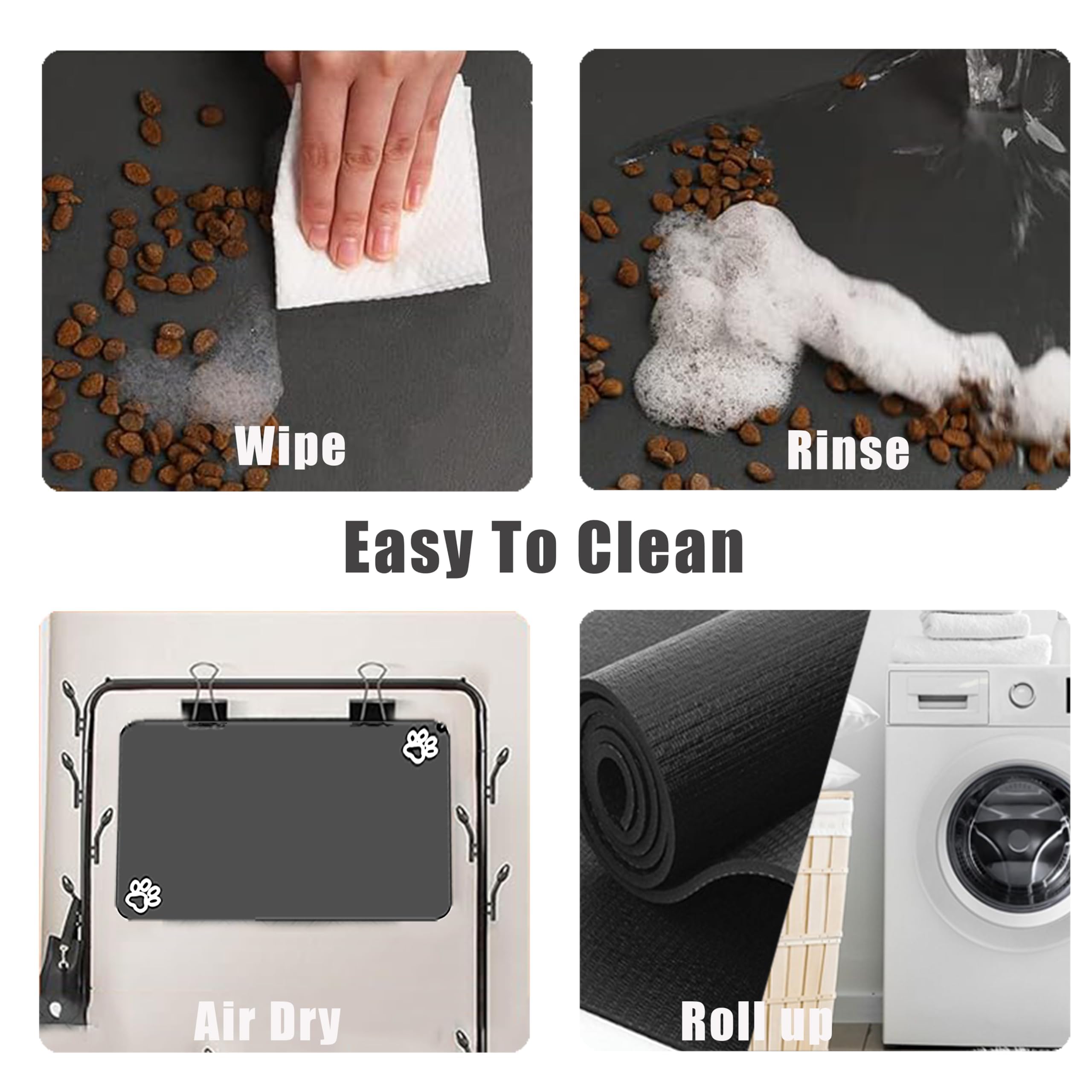 FODYNE large pet feeding mat non-slip backing keeps bowls stable.