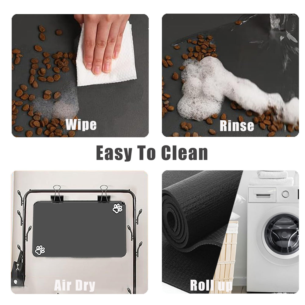FODYNE large pet feeding mat non-slip backing keeps bowls stable.