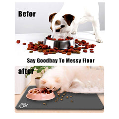 FODYNE large pet feeding mat quick-dry surface minimizes lingering mess after meals.