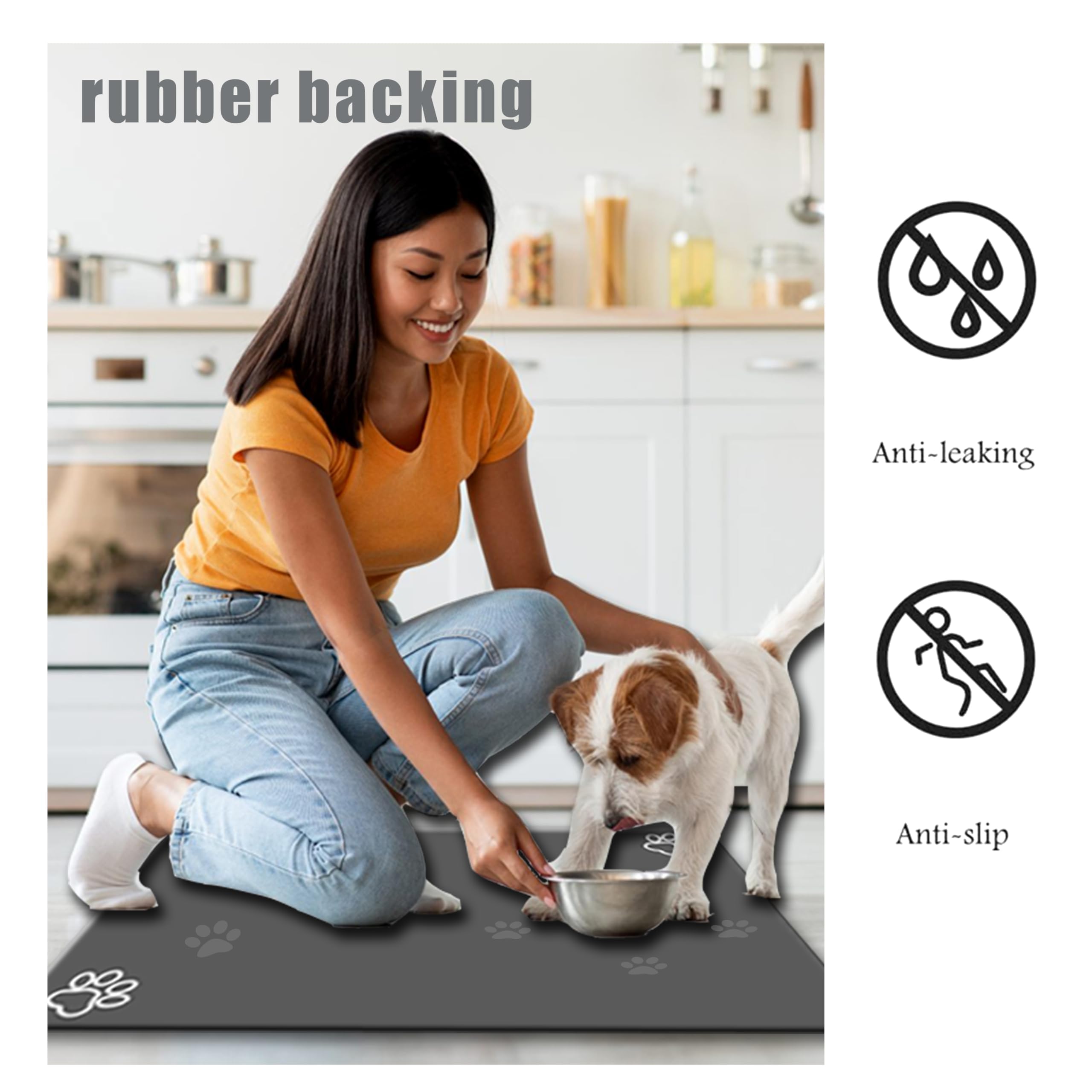 FODYNE large pet feeding mat spill-prevention design protects floors and furniture.
