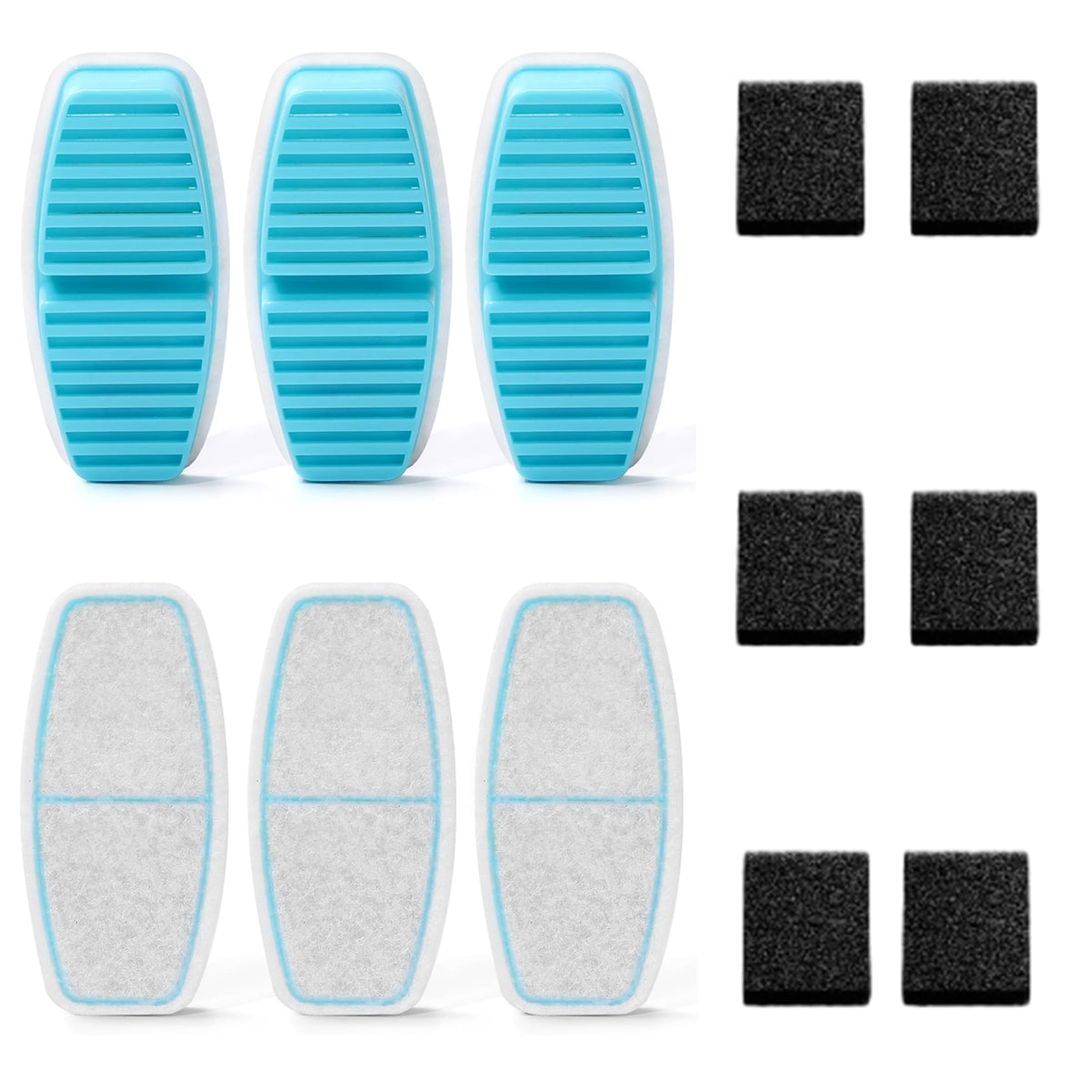 FOFNON cat fountain filter pack with six replacement filters for clean water.